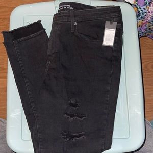 Black High-Rise Skinny Ripped Jeans